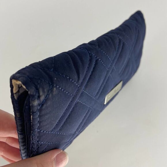 Vera Bradley Blue Quilted Trifold Card Holder Snap Wallet - Picture 3 of 7